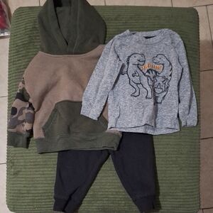 Kids Dinosaur Sweatshirt and Camo Hoodie Set